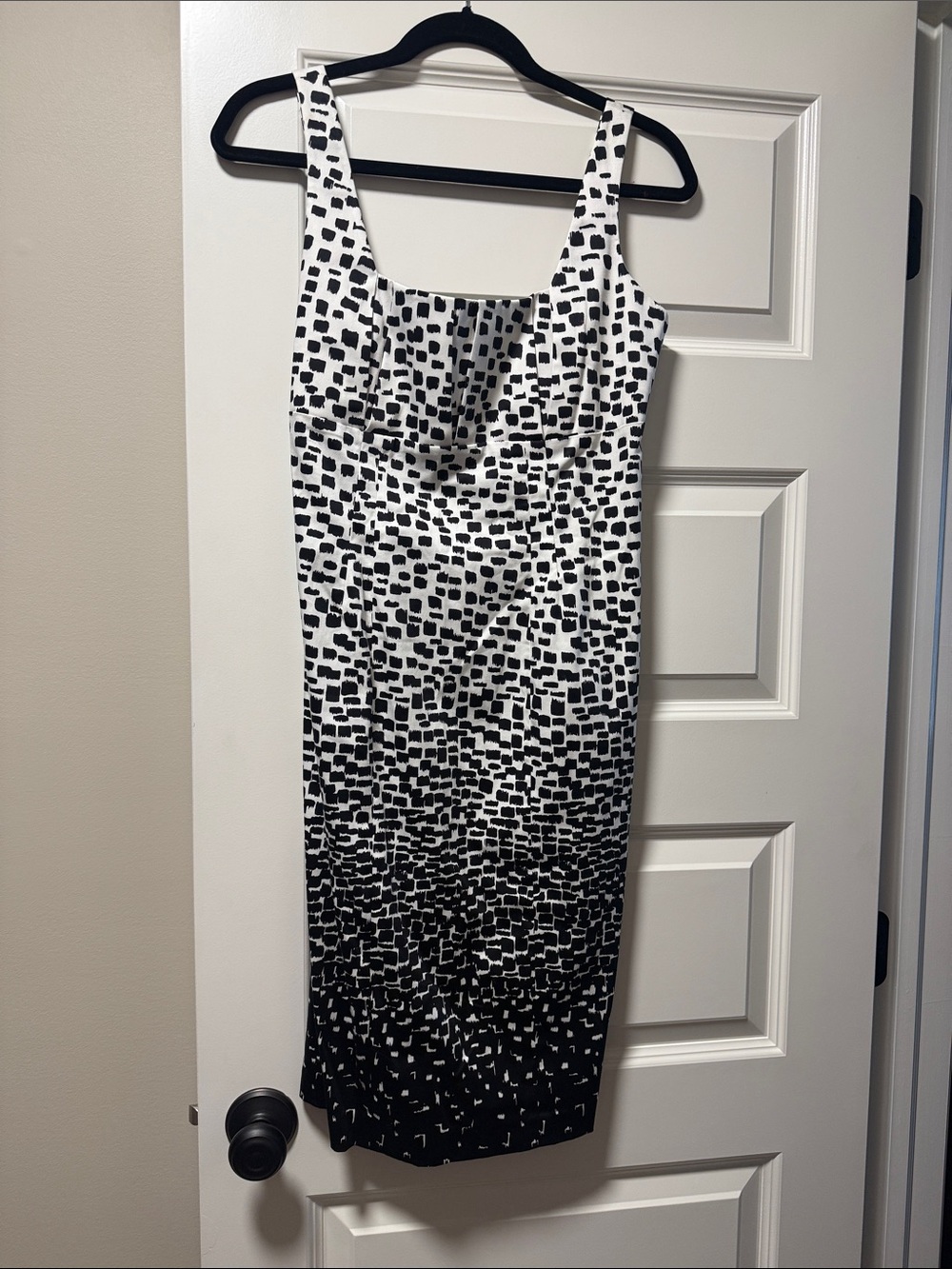 Calvin Klein Black and White Square-Print Midi Dress